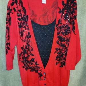 New Cathy Daniel's Red Sweater Size 1X-Large